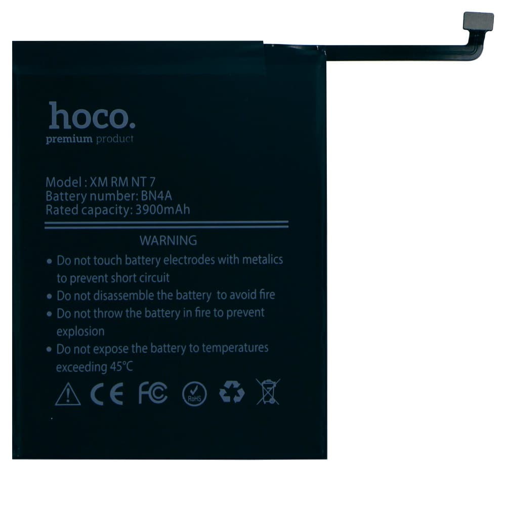 АКБ Xiaomi BN4A Redmi Note 7/Redmi Note 7 Pro 4000mAh HOCO фото 1 Аккумулятор BN4A для Xiaomi Redmi Note 7, Redmi Note 7 Pro, HOCO 4000mAh фото 1