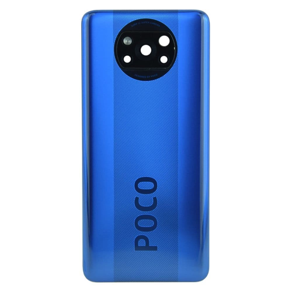 Задняя крышка для Xiaomi Poco X3/ X3 NFC 64 MP, со стеклом камеры, цвет синий фото 1