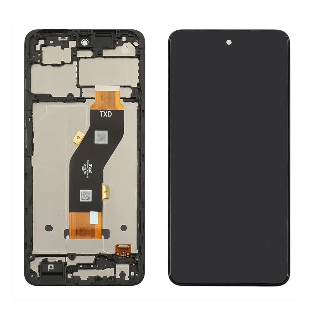 Дисплей для Tecno Spark 20C (BG7n), з тачскріном і рамкою в зборі, колір чорний фото 1
