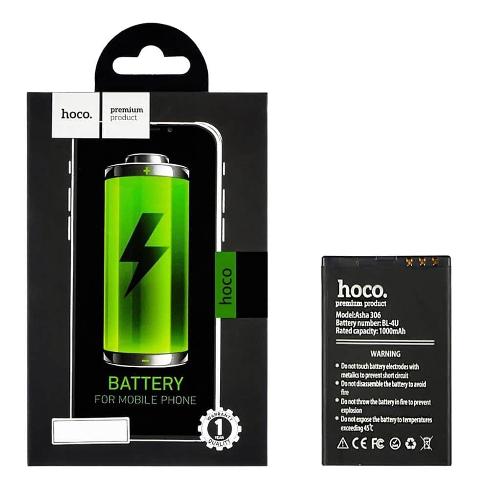 Аккумулятор BL-4U для Nokia BL-4U 300/305/306/308/309/311/3120c/500/5250/5330/5530/5730/600/6212c/6216c/6600s/8800/E66/E75/C5-03/C5-04, HOCO фото 1