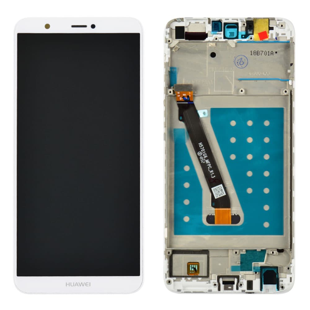 Дисплей для Huawei P Smart, Enjoy 7s (FIG-L31/FIG-LX1) с тачскрином и рамкой в сборе, цвет белый, оригинал фото 1