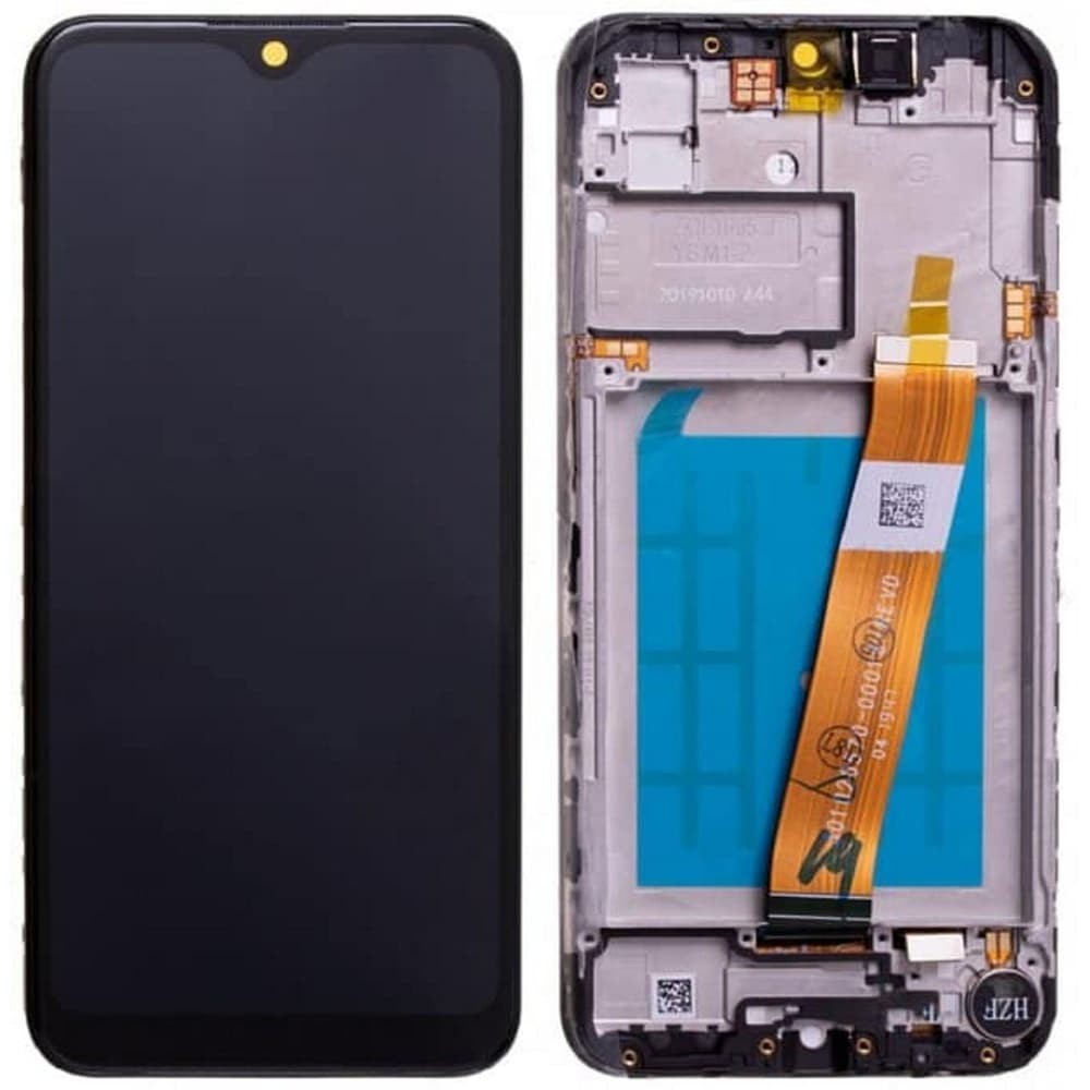 Дисплей для Samsung A015F /DS Galaxy A01 з тачскріном і рамкою, чорний, IPS (TFT), вузький конектор фото 1
