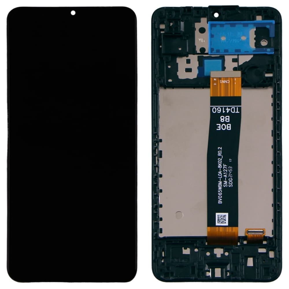 Дисплей для Samsung A125F /DS Galaxy A12 2020 с тачскрином и рамкой, черный, сервисный оригинал фото 1