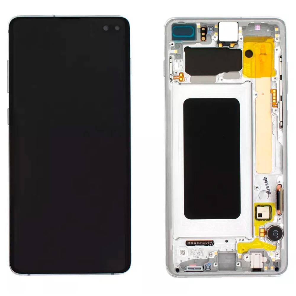 Дисплей для Samsung G975F Galaxy S10 Plus з тачскрином та рамкою в зборі, колір білий, сервісний оригінал фото 1