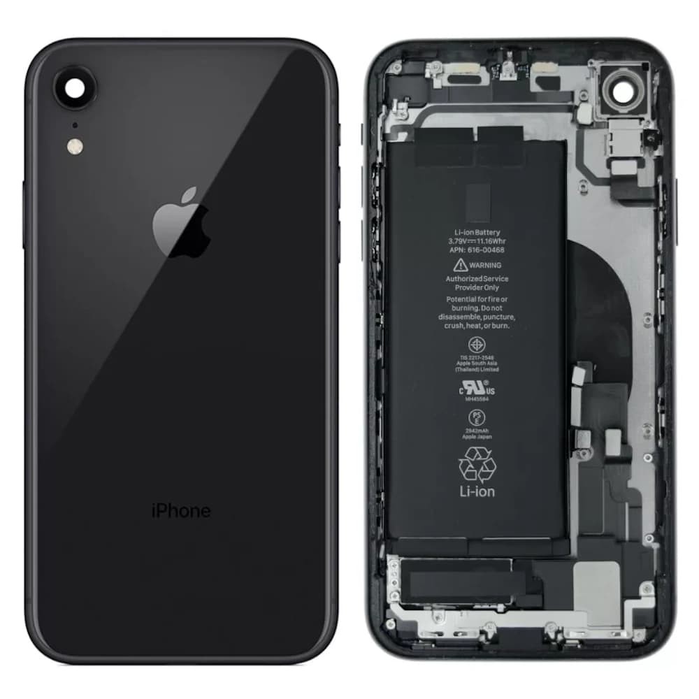 Корпус для iPhone XR (6.1) + акумулятор, колір чорний, оригінал з розбору фото 1
