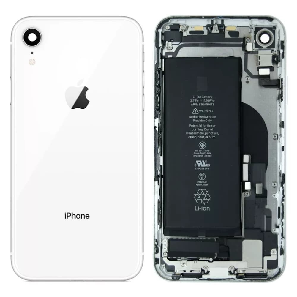 Корпус для iPhone XR (6.1) + акумулятор, колір білий, оригінал з розбору фото 1