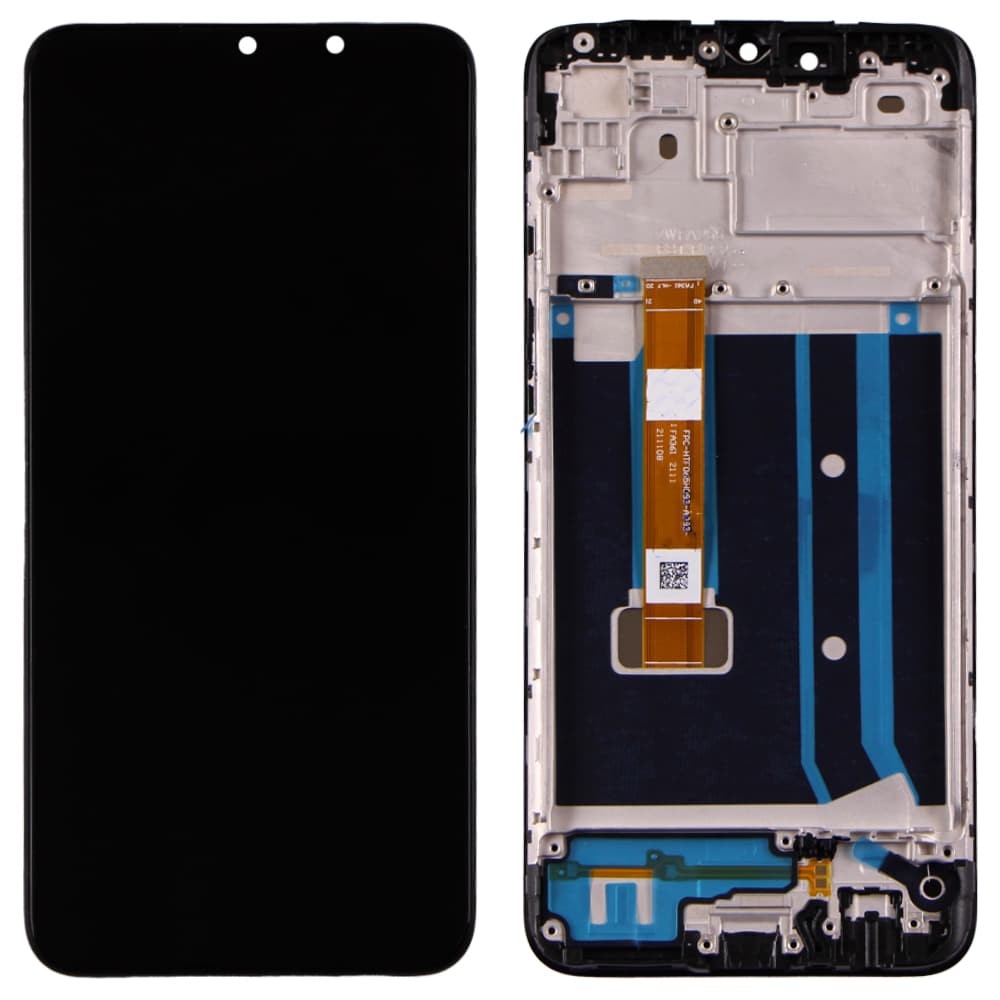 Дисплей для Oppo A15, A15s (CPH2185/CPH2179) с тачскрином и рамкой в сборе, цвет черный фото 1