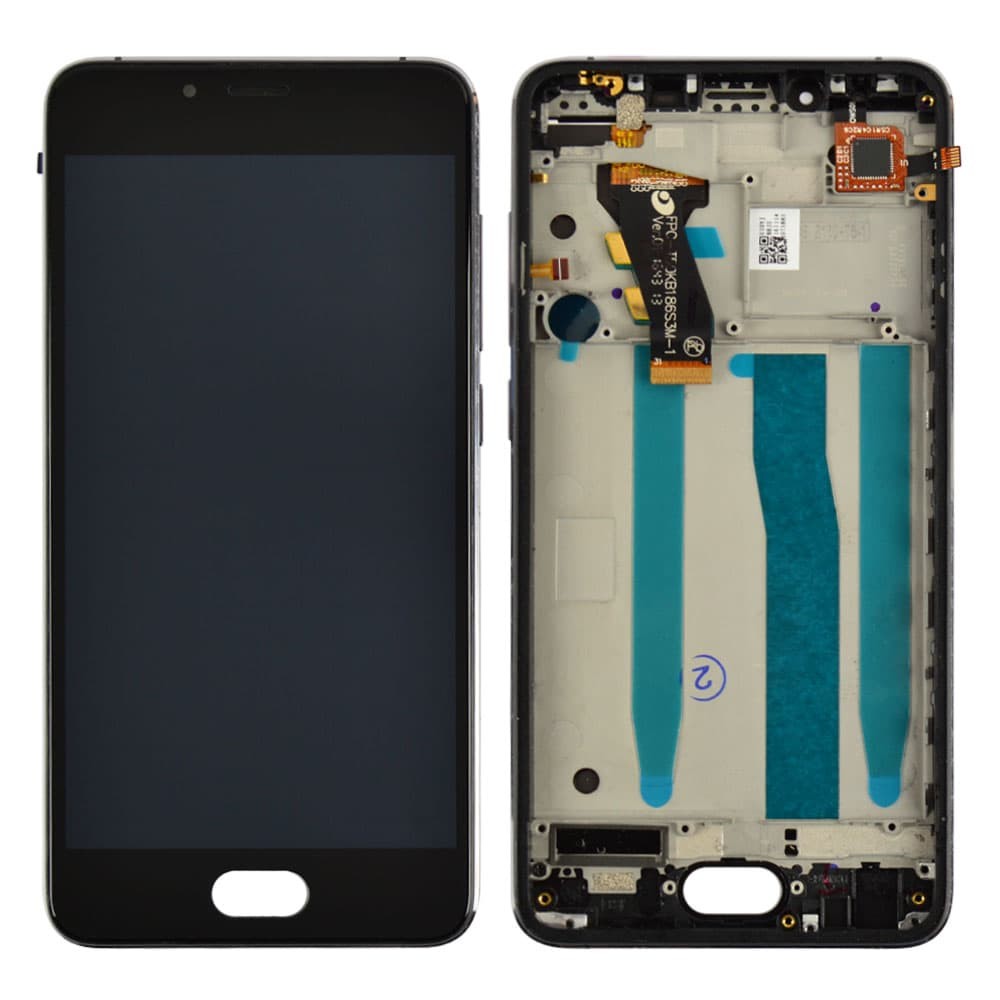 Дисплей для Meizu U10 з тачскрином та рамкою в зборі, колір чорний, оригінал фото 1