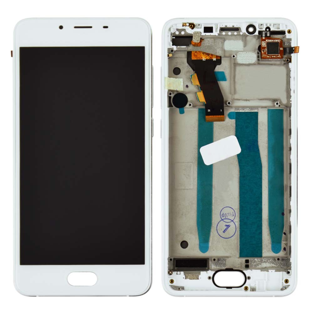 Дисплей для Meizu U10 з тачскрином та рамкою в зборі, колір білий, оригінал. фото 1