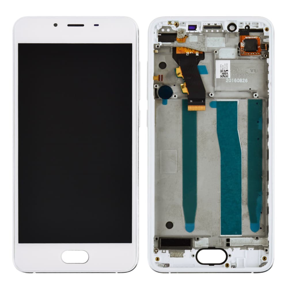 Дисплей для Meizu U10 с тачскрином и рамкой в сборе, цвет белый, Orig PRC фото 1