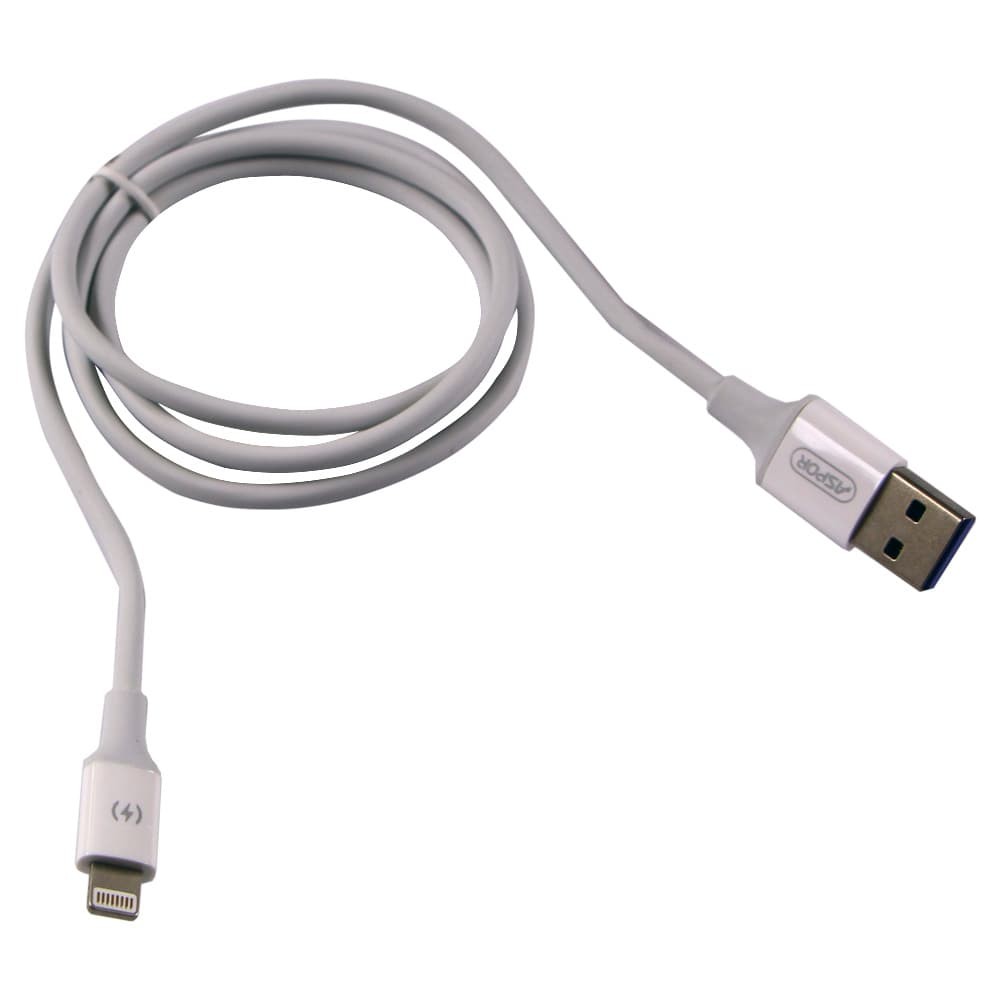 Кабель Lightning для iPhone Aspor A129 5A 1m (white) фото 1 Кабель Lightning для iPhone, Aspor A129 5A, 1м, цвет белый фото 1