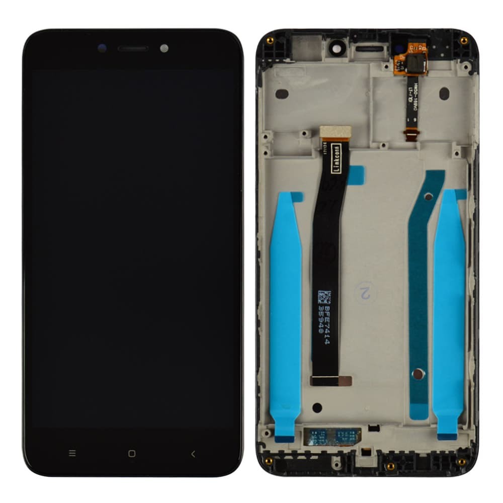 Дисплей для Xiaomi Redmi 4X с тачскрином и рамкой в сборе, цвет черный, оригинал с замененным стеклом фото 1