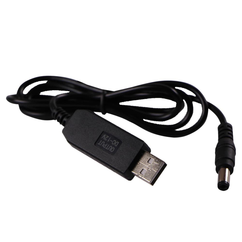 USB кабель с преобразователем напряжения с 5V на 12V 0.5А 5.5 х 2.1 мм DC для роутера фото 1