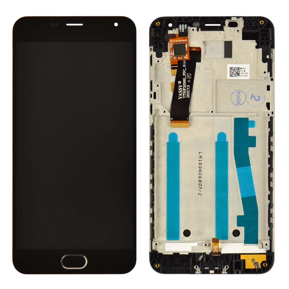 Дисплей для Meizu M2, M2 mini с тачскрином и рамкой в сборе, цвет черный, оригинал, уценка фото 1