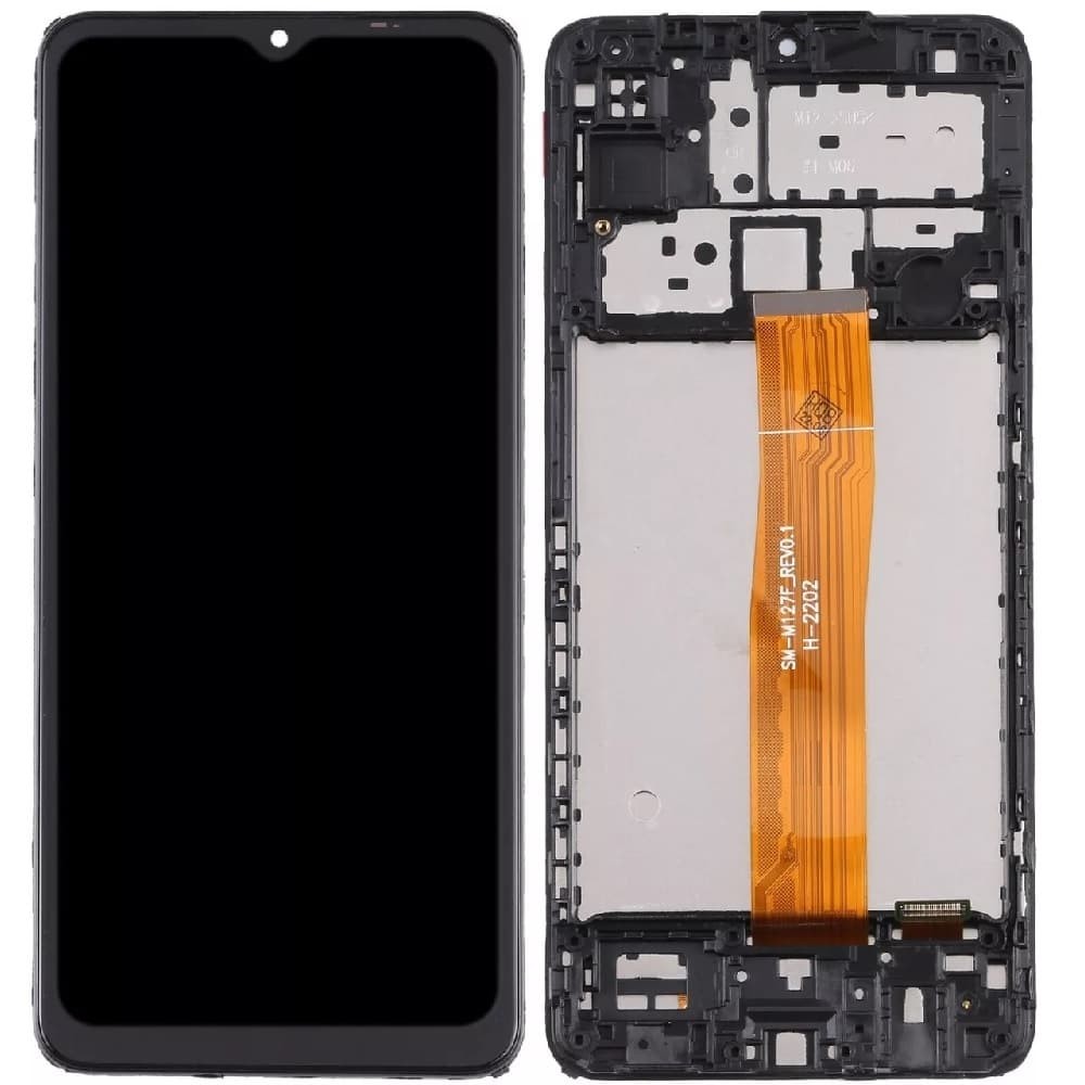 Дисплей для Samsung M127 Galaxy M12 2021 (GH81-25042A), с тачскрином и рамкой в сборе, цвет черный, сервисный оригинал фото 1