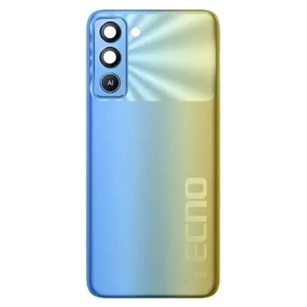 Задня кришка для Tecno POP 5 Pro (BD4j/ BD4h), зі склом камери, колір синій фото 1