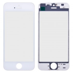 Стекло корпуса с рамкой и ОСА пленкой для iPhone 5S,  цвет белый