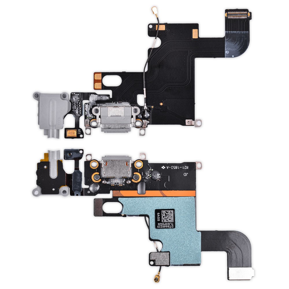Шлейф для iPhone 6 (4.7) с разъемом зарядки и гарнитуры, цвет серый фото 1