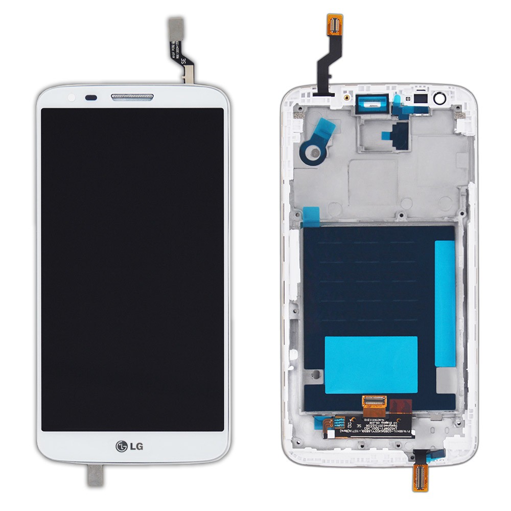 Дисплей LG G2 D802 (D805) с тачскрином в сборе, цвет белый, в рамке фото 1