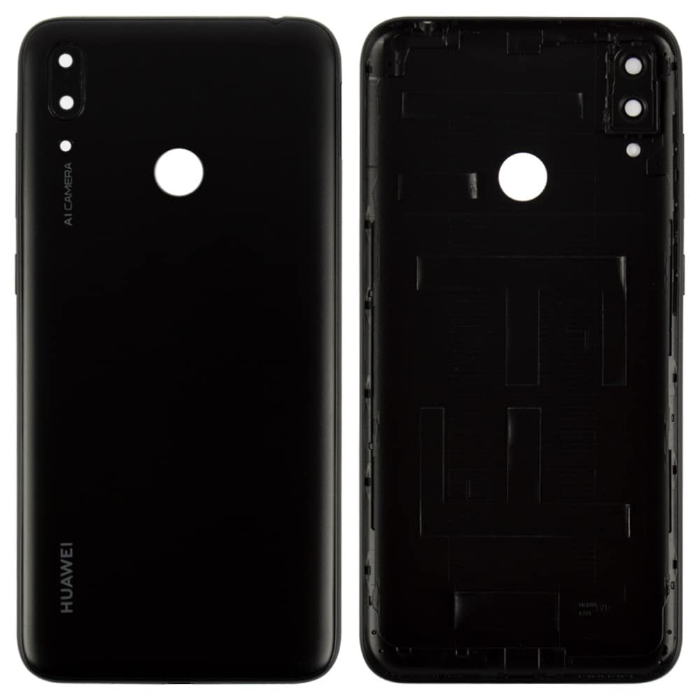 Задняя крышка для Huawei Y7 2019, Y7 Prime 2019 (DUB-LX1), со стеклом камеры, цвет черный фото 1