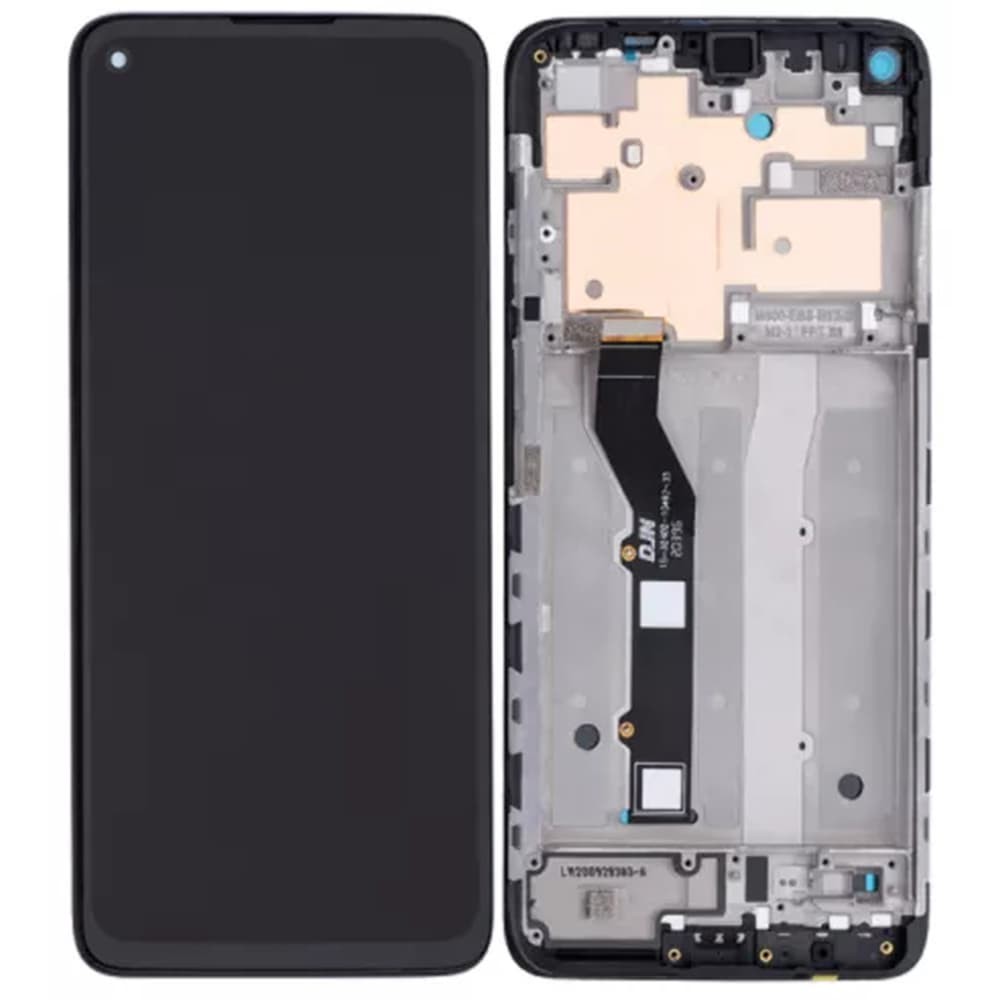 Дисплей для Motorola XT2087 Moto G9 Plus, с тачскрином и рамкой, черный фото 1