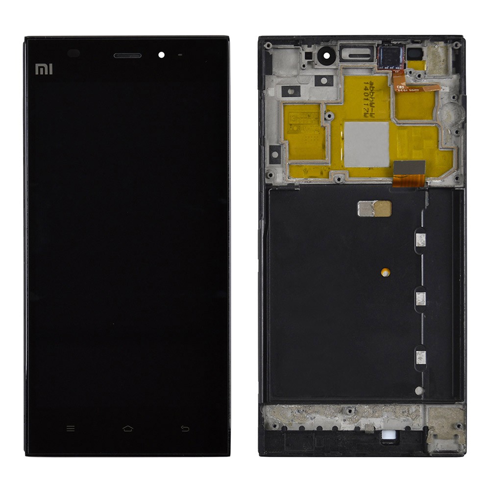 Дисплей Xiaomi Mi3 WCDMA з тачскрином у зборі, з рамкою (колір чорний), Б/У фото 1