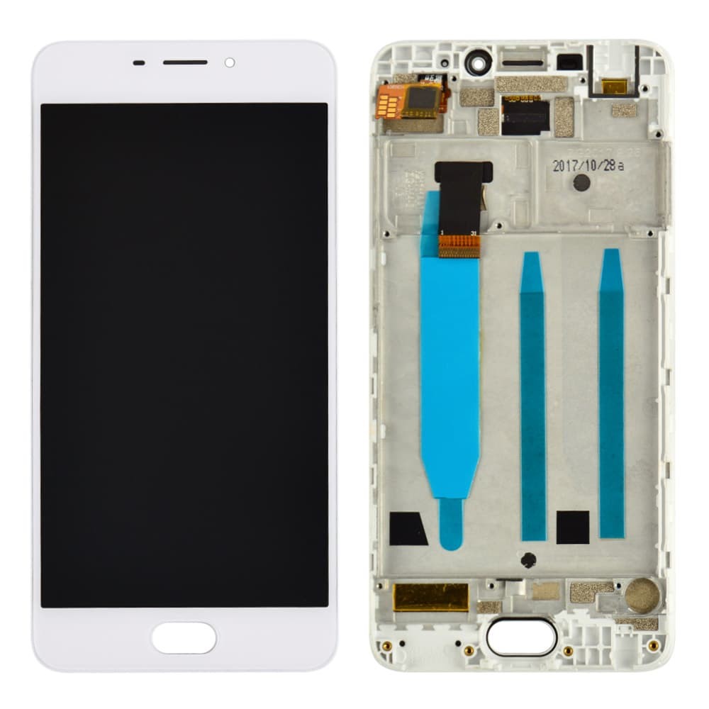 Дисплей для Meizu M6 з тачскрином та рамкою в зборі, колір білий, оригінал із заміненим склом фото 1