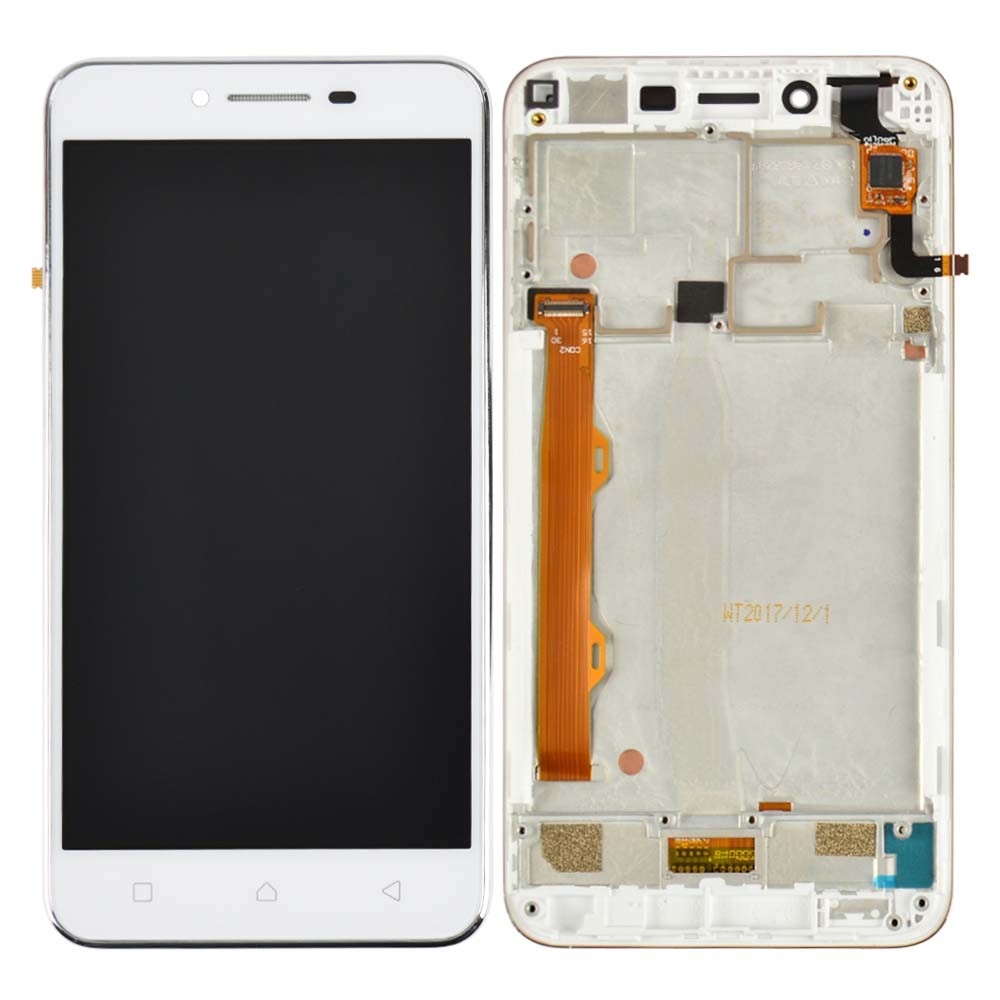 Дисплей для Lenovo A6020 Vibe K5 (A6020a40) з тачскрином та рамкою в зборі, колір білий, оригінал фото 1