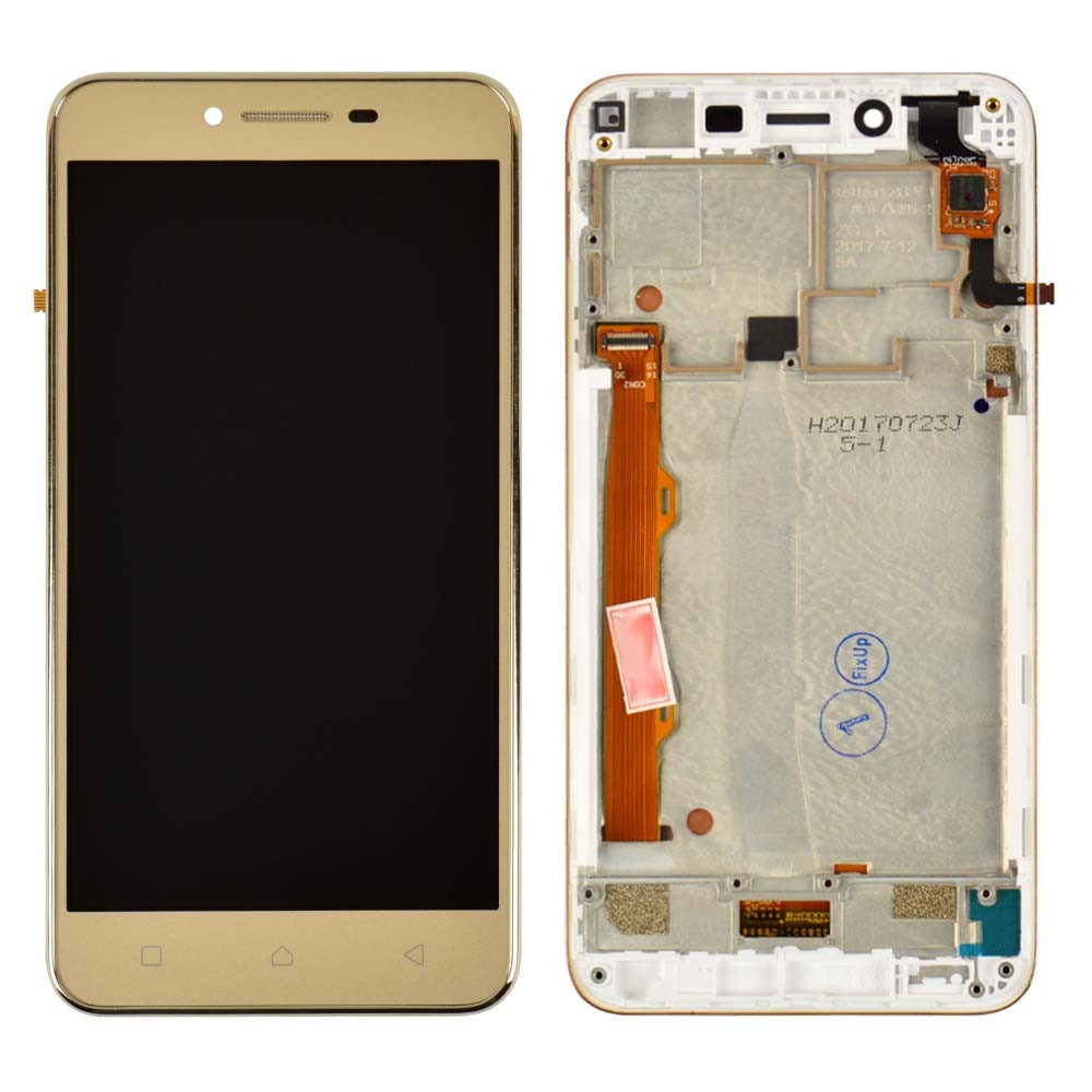 Дисплей для Lenovo A6020 Vibe K5 (A6020a40) с тачскрином и рамкой в сборе, цвет золотой, оригинал фото 1