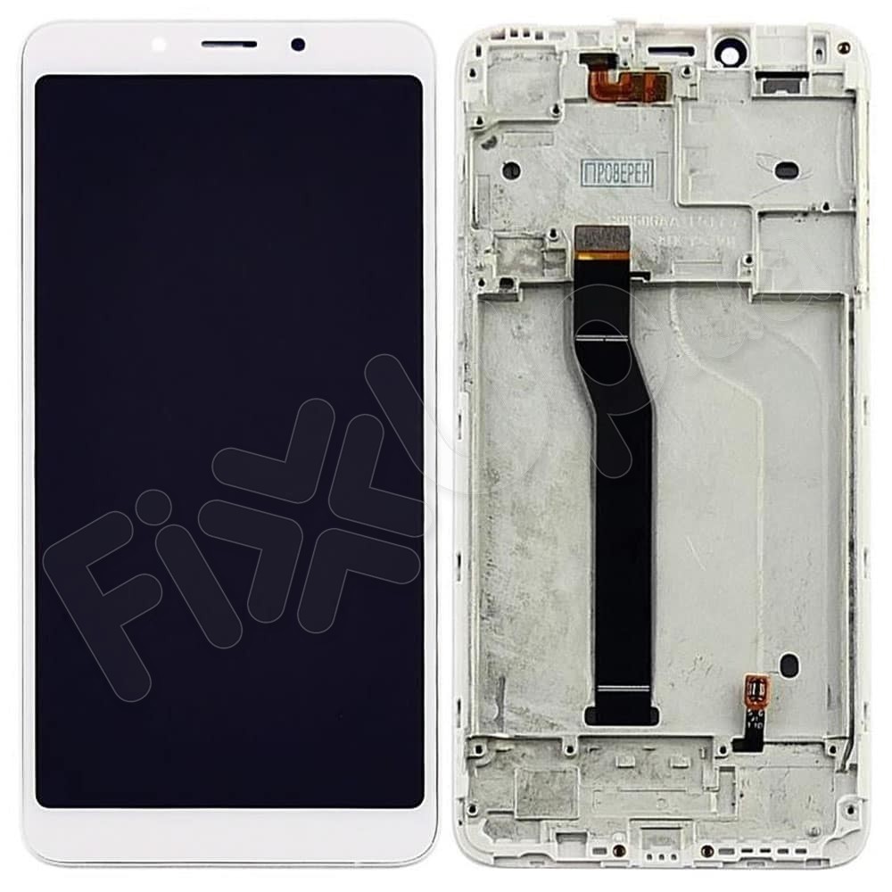Дисплей для Xiaomi Redmi 6, Redmi 6A с тачскрином и рамкой в сборе, цвет белый фото 1