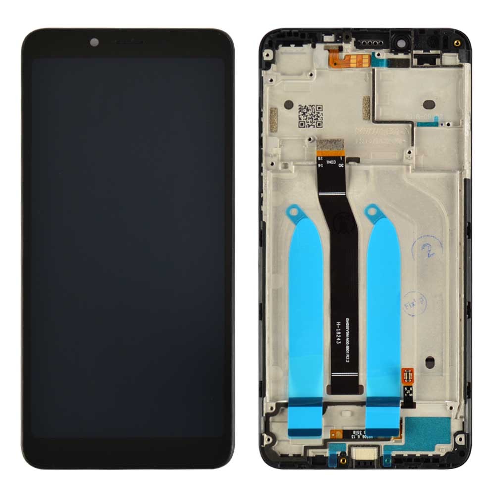 Дисплей для Xiaomi Redmi 6, Redmi 6A с тачскрином и рамкой в сборе, цвет черный, оригинал фото 1