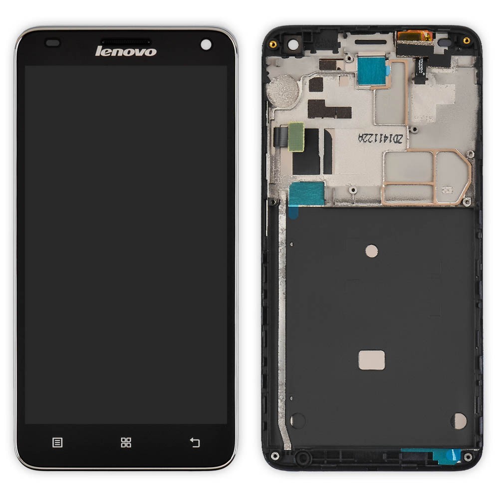Дисплей Lenovo S580 з тачскрином у зборі, в рамці, колір чорний фото 1