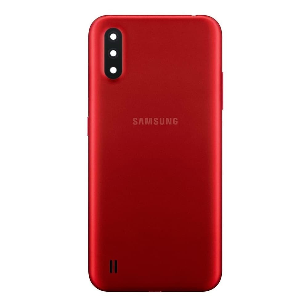 Задня кришка для Samsung A015F Galaxy A01, зі склом камери, колір червоний фото 1