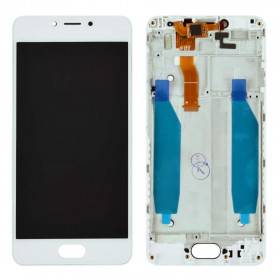 Дисплей Meizu M5C с тачскрином в сборе, с рамкой,  цвет белый, оригинал