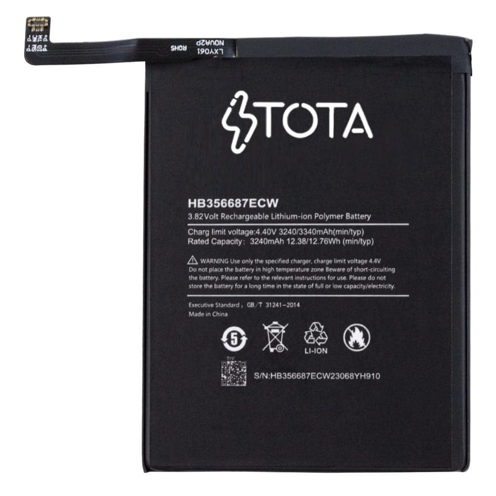 Аккумулятор BT036-HB356687ECW для Huawei P Smart Plus, Mate 10 Lite, Nova 2 Plus (2017), Nova 3i, Honor 7X, P30 Lite, TOTA, 3240mAh фото 1