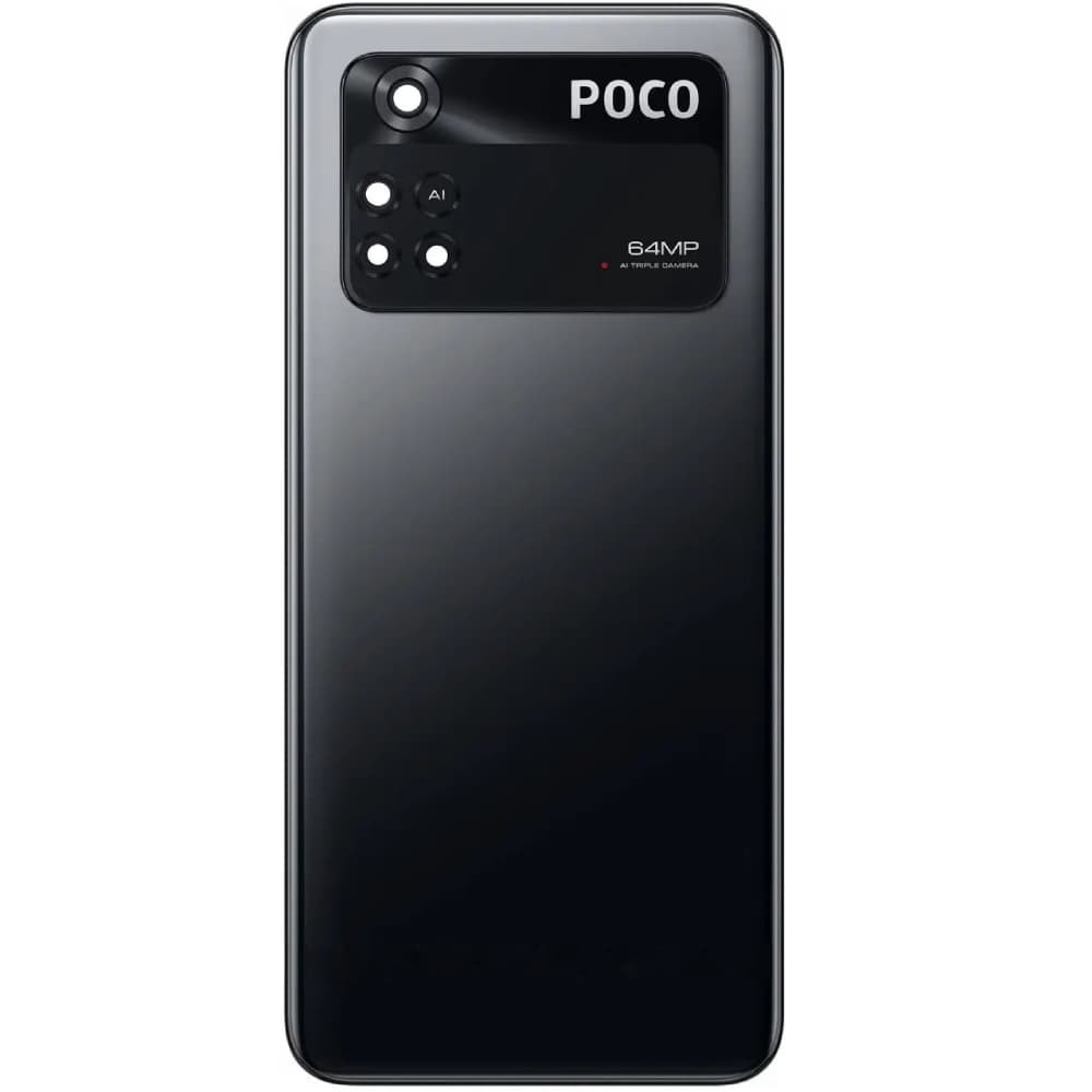 Задняя крышка для Xiaomi Poco M4 Pro 5G, со стеклом камеры, цвет черный фото 1