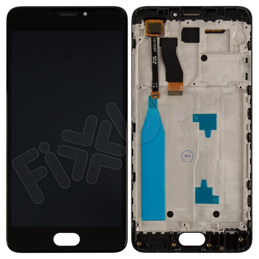 Дисплей для Meizu M5 Note з тачскрином та рамкою в зборі, колір чорний, оригінал із заміненим склом фото 1