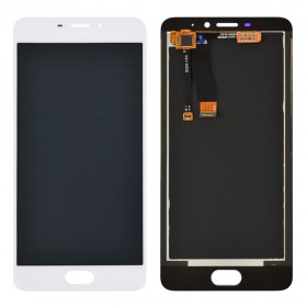 Дисплей Meizu M5 Note с тачскрином в сборе,  цвет белый, без рамки, оригинал замененное стекло
