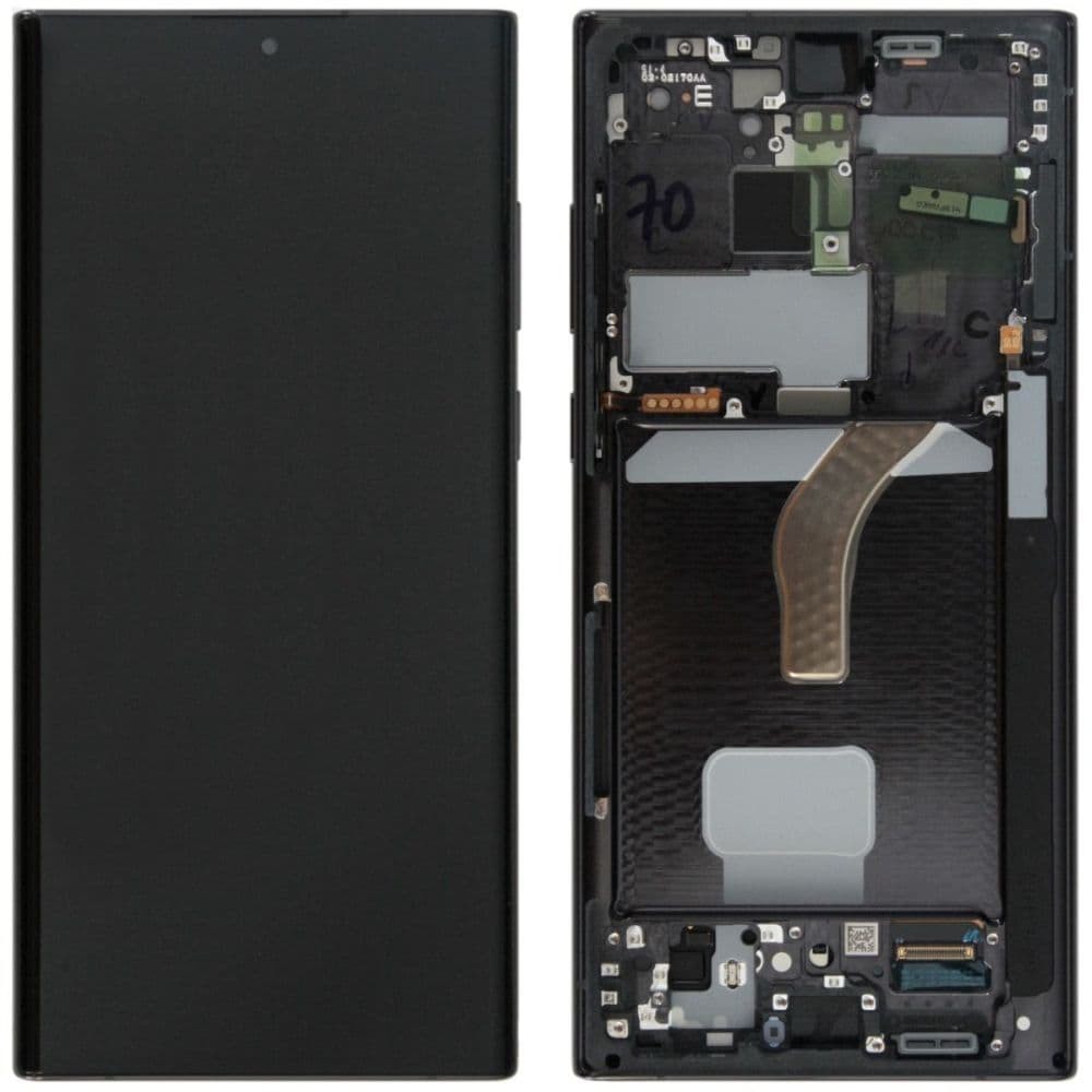 Дисплей для Samsung S908 Galaxy S22 Ultra 2022 (GH82-27489A), с тачскрином и рамкой в сборе, цвет черный, сервисный оригинал фото 1