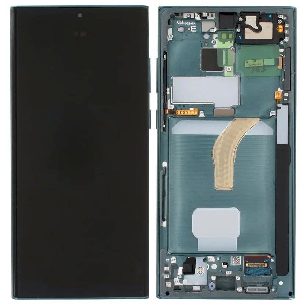 Дисплей для Samsung S908 Galaxy S22 Ultra 2022 (GH82-27489D), с тачскрином и рамкой в сборе, цвет зеленый, сервисный оригинал фото 1