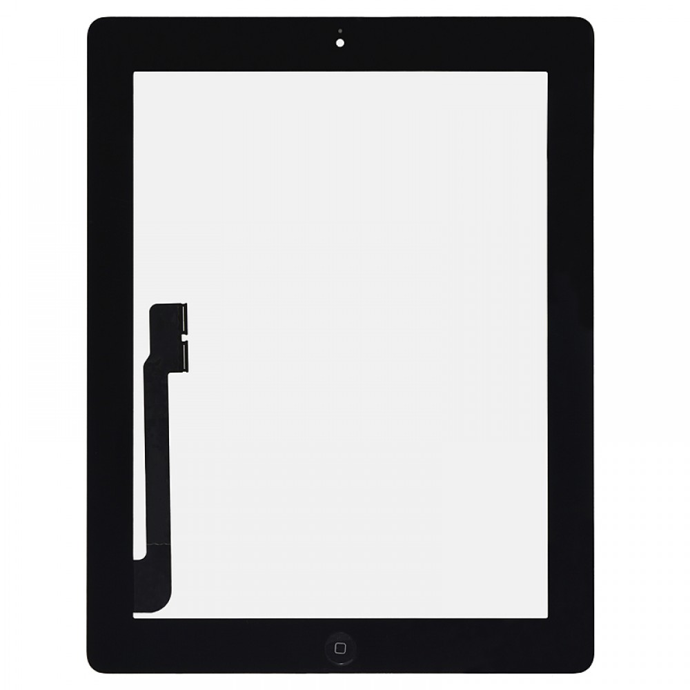 Тачскрин (сенсор) со стеклом и кнопкой для iPad New 3/4, цвет черный фото 1