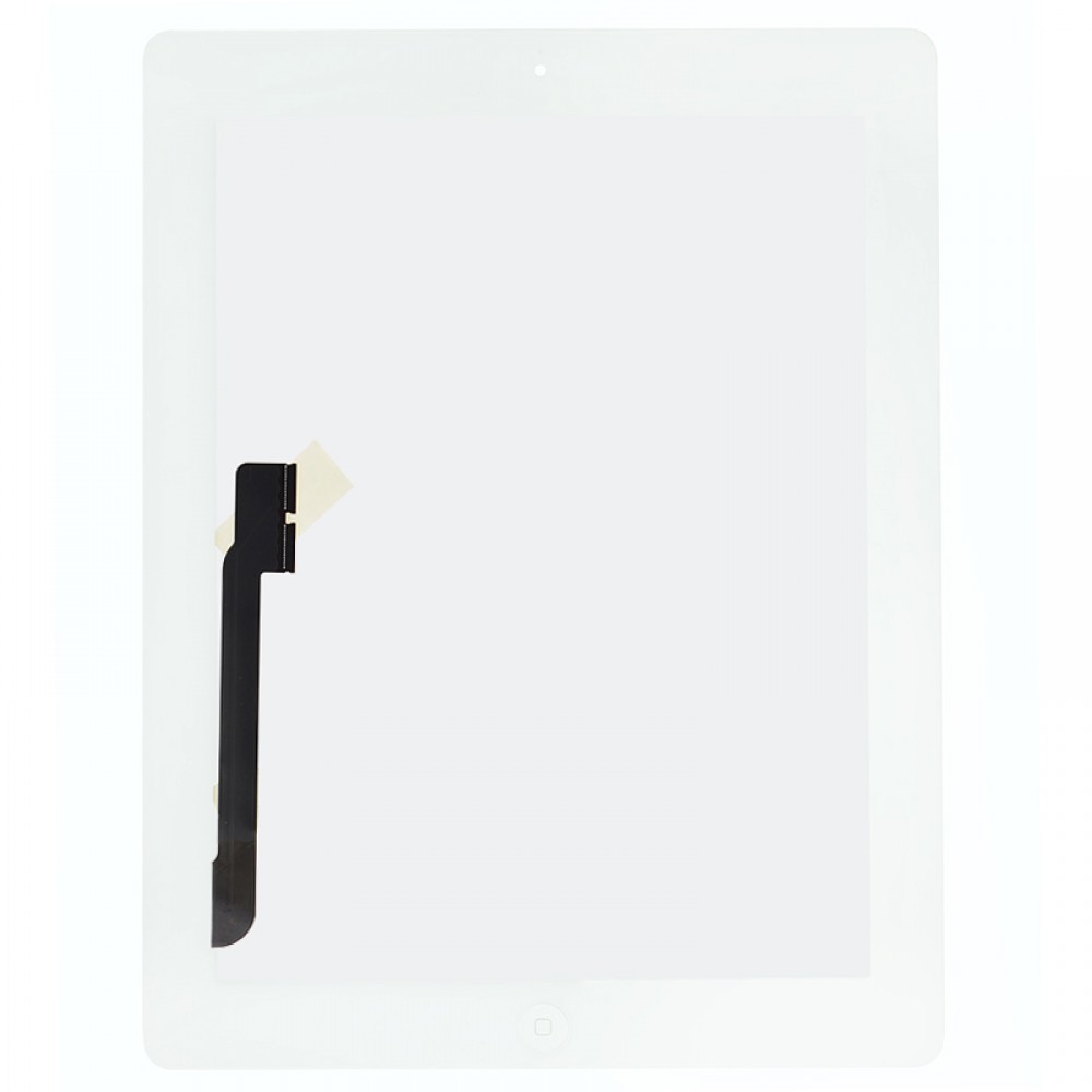 Тачскрин (сенсор) со стеклом и кнопкой для iPad New 3, iPad 4, цвет белый фото 1