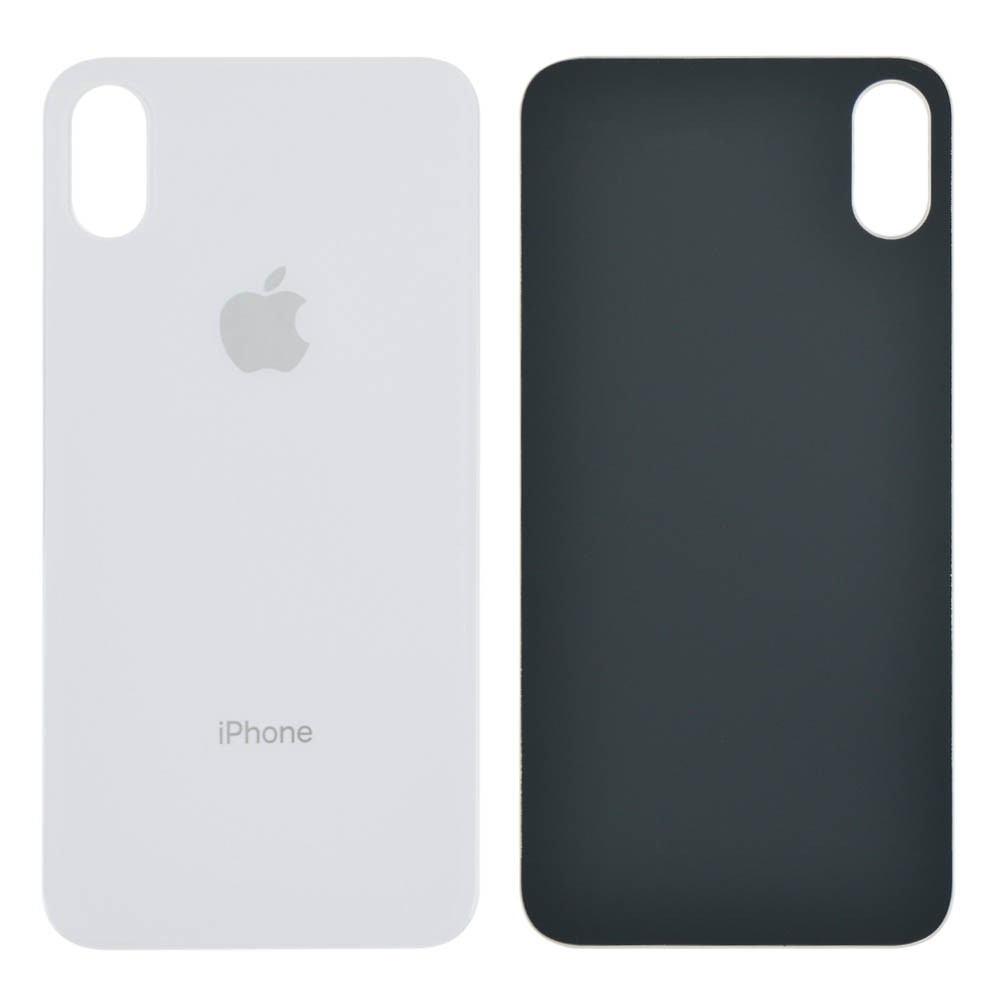 Back Cover iPhone XS (white) big hole фото 1 Задня кришка для iPhone XS, колір білий, з великим отвором під камеру фото 1