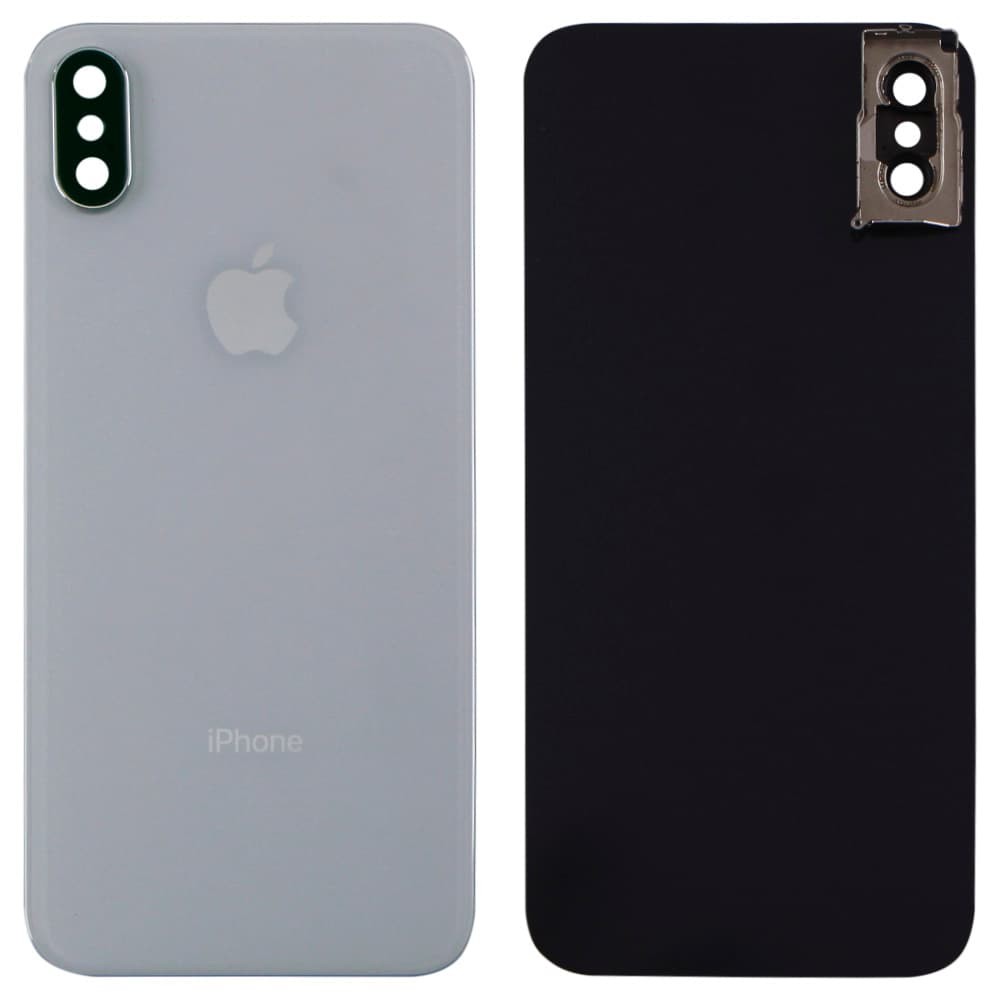 Back Cover iPhone XS (silver) with camera lens фото 1 Задня кришка для iPhone XS, колір срібло, зі склом камери фото 1