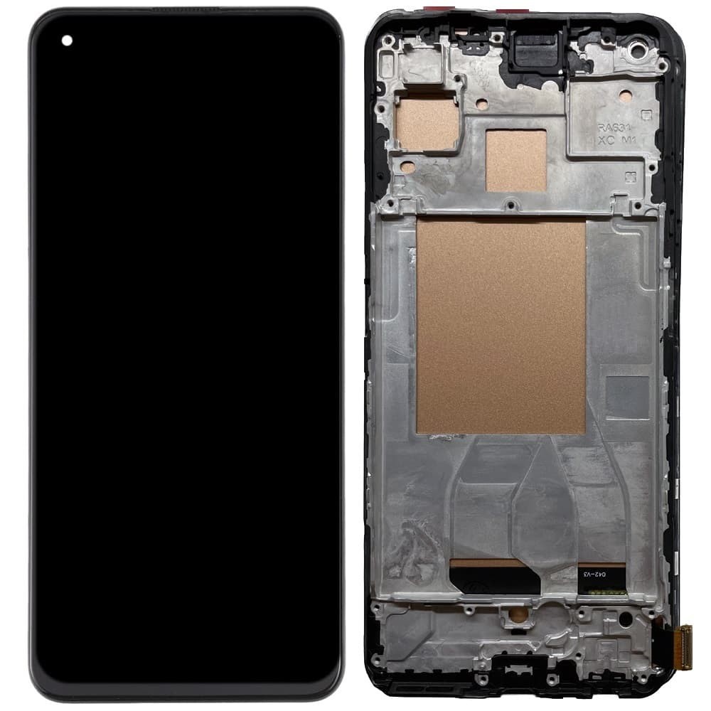 Дисплей для Realme GT 5G, з тачскріном і рамкою в зборі, колір чорний, OLED фото 1