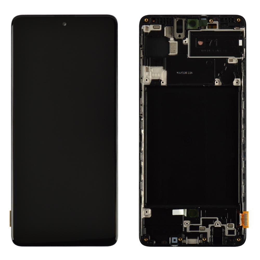 Дисплей для Samsung A715F/DS Galaxy A71 с тачскрином и рамкой в сборе, цвет черный, оригинал Китай фото 1
