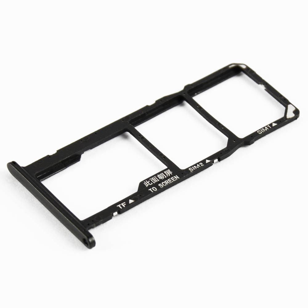Держатель сим карты для Huawei Y5 2018, Y5 Prime 2018, Honor 7A, Honor 7s, Honor Play 7, цвет черный фото 1