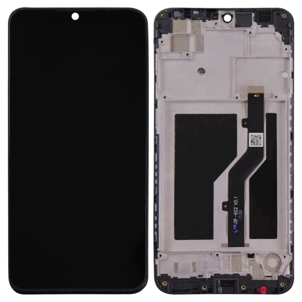 Дисплей для ZTE Blade A5 2020, з тачскріном і рамкою в зборі, колір чорний, оригінал фото 1