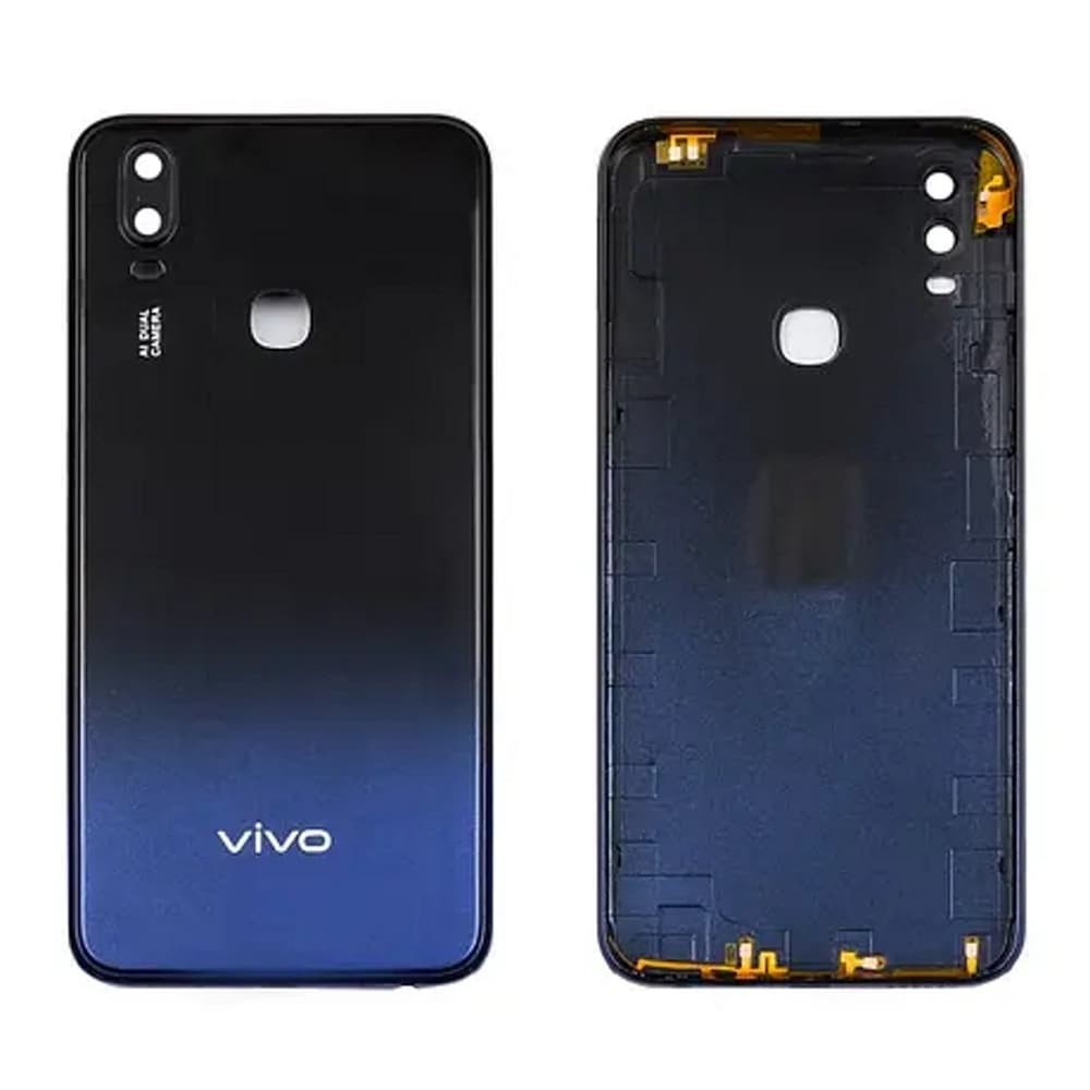 Задняя крышка для Vivo Y11, зі склом камери, колір чорний фото 1