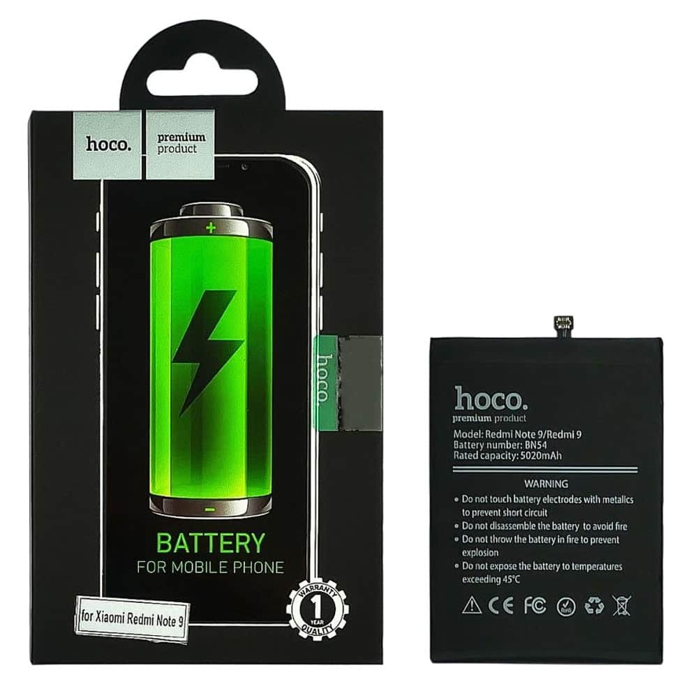 Аккумулятор BN54 для Xiaomi Redmi 9, Redmi Note 9, Redmi 10X, HOCO 5020mAh фото 1